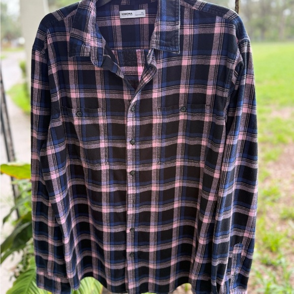 Sonoma Men's XL Plaid Flannel Button-Up Shirt Multicolor Casual - Picture 4 of 4